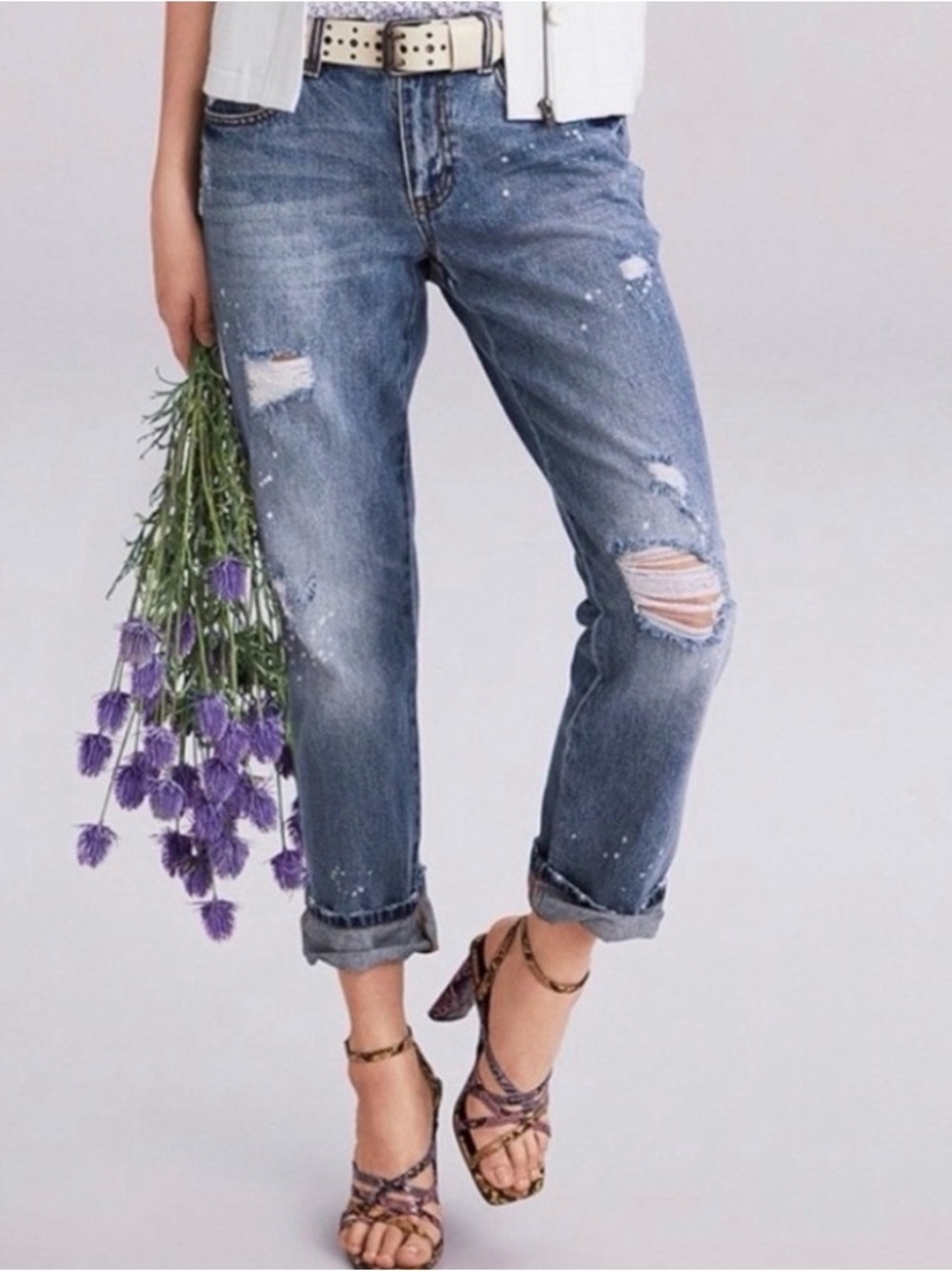 CAbi Distressed Light Blue Boyfriend Jeans